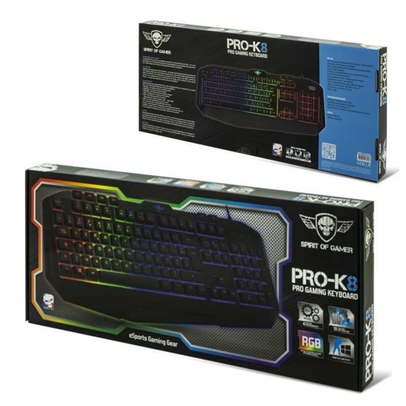 Clavier Spirit of Gamer Pro K8 Rétro éclairage RGB