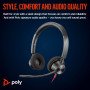 POLY Blackwire 3320 Stereo USB-C Headset +USB-C/A Adapter Avec fil Arceau Bureau/Centre d'appels USB Type-C Noir POLY