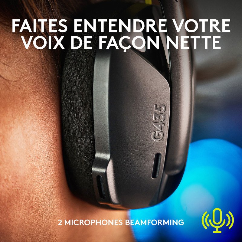Casque gaming Bluetooth sans fil Logitech G435 (981-001050) au Maroc