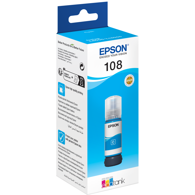 Pack Bouteille d'encre Epson EcoTank 108 d'origine pour L8050