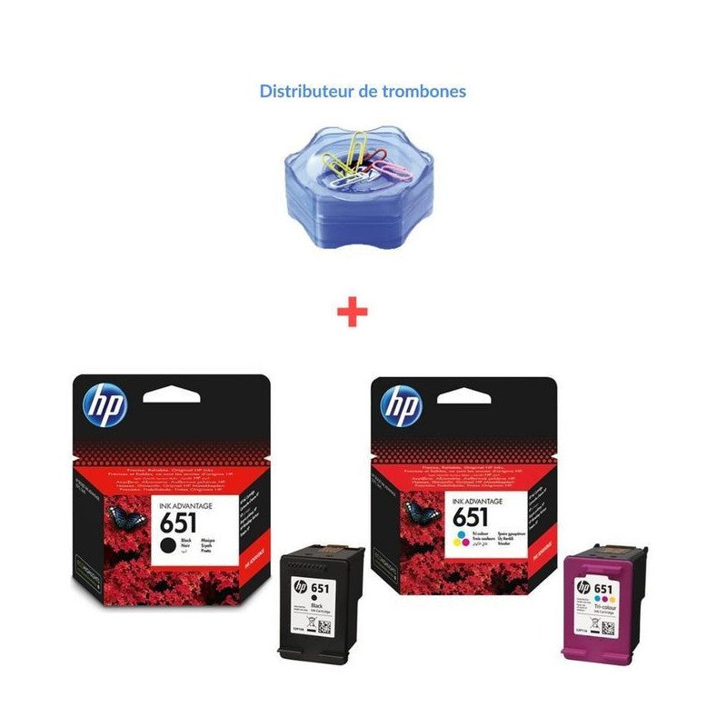 Hp Pack cartouche 651 Noir + Couleur Pour imprimante 5575 , OfficeJet 202 ( Cadeau offert ) Hp