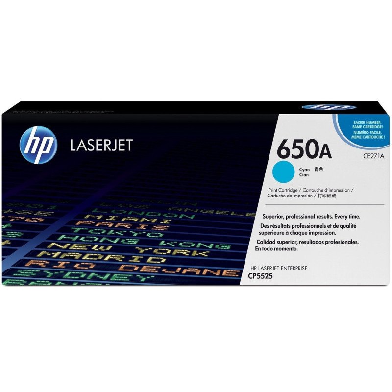 Toner HP LaserJet d'origine 650A Cyan (CE271A)