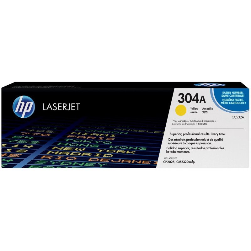 Toner HP LaserJet d'origine 304A Jaune (CC532A)