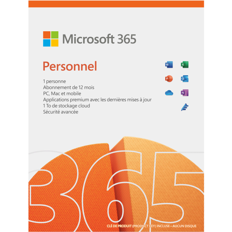 Microsoft 365 Personnel Français - 1 an / 1 PC (QQ2-01416) Microsoft