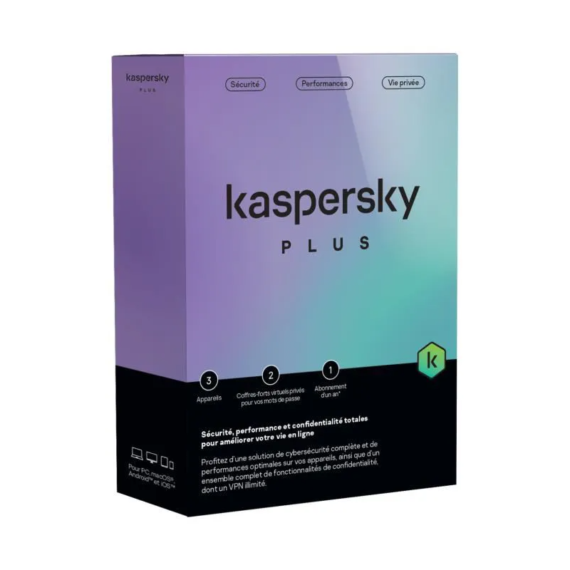 Kaspersky Plus (équivalent à Internet Security) - 3 Postes / 1 an (KL10428BCFS-SLIMMAG) Kaspersky