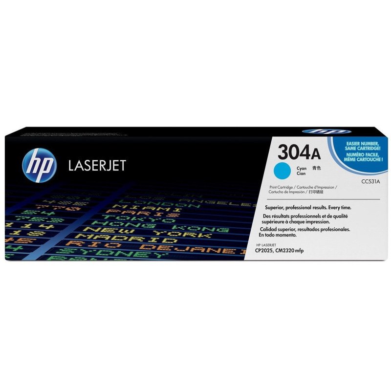 Toner HP LaserJet d'origine 304A Cyan (CC531A) Hp