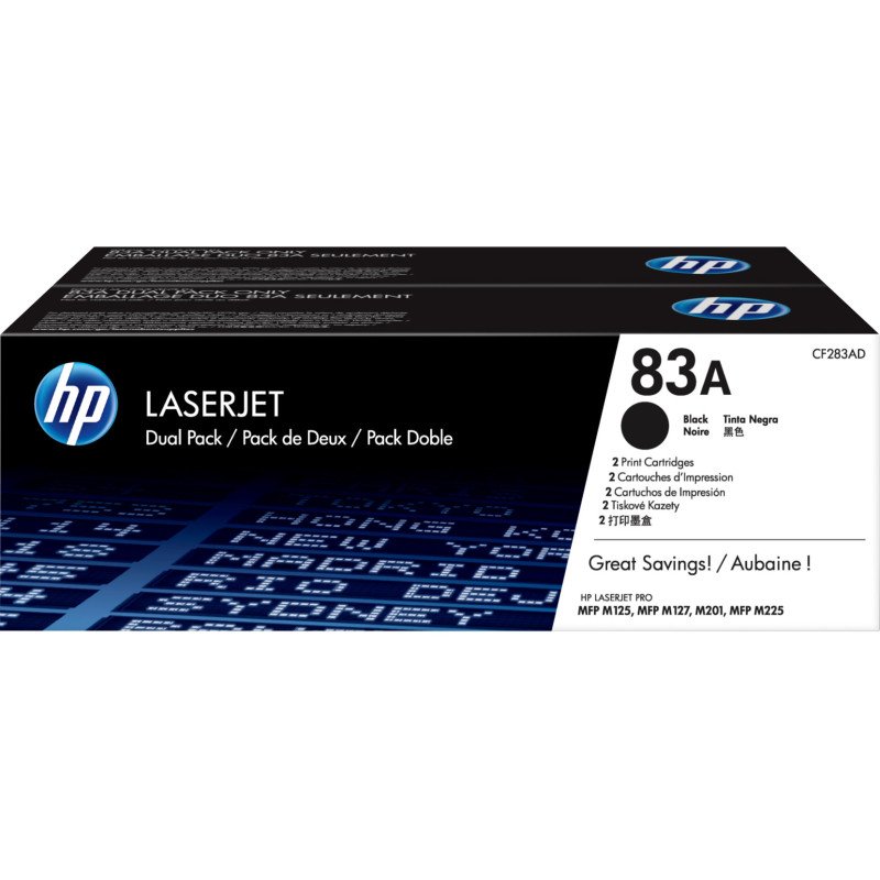 Pack de 2 toners HP LaserJet d'origine 83A Noir (CF283AF) Hp