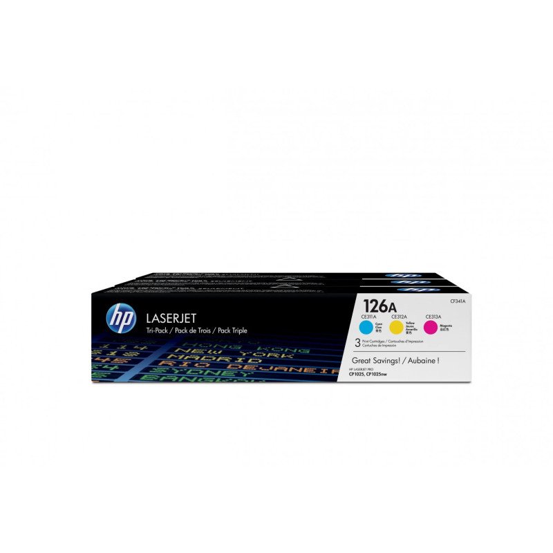 Pack de 3 toners couleur HP LaserJet d'origine 126A Cyan/Magenta/Jaune (CF341A) Hp