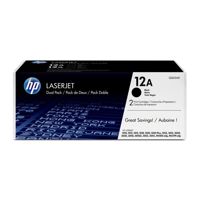 Pack de 2 toners HP LaserJet d'origine 12A Noir (Q2612AD) Hp