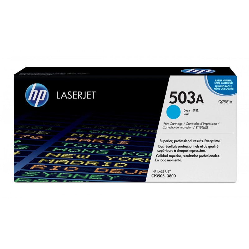 Toner HP LaserJet d'origine 503A Cyan (Q7581A) Hp