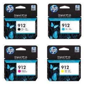 HP Pack de 4 cartouches 912 noir et couleurs Originales Hp