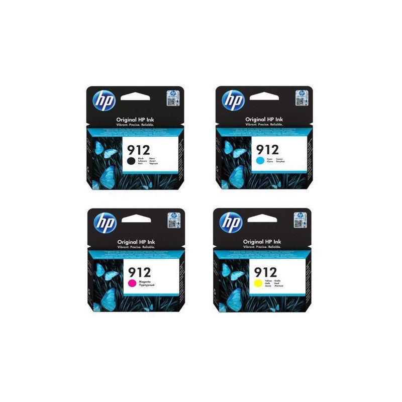 HP Pack de 4 cartouches 912 noir et couleurs Originales Hp