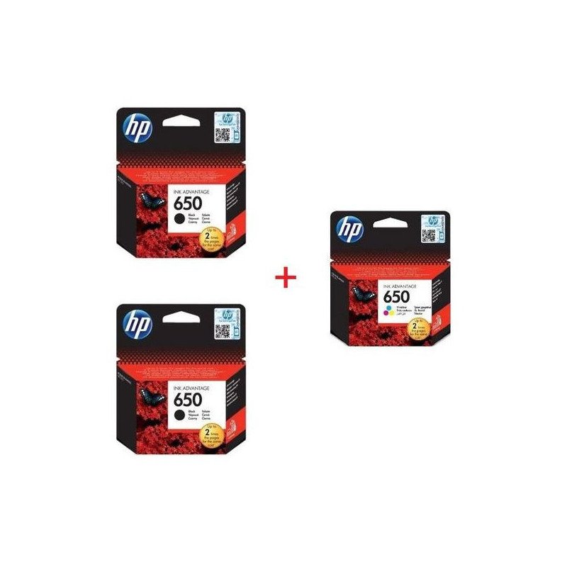 Hp Pack Cartouches 2 x 650 Noir + 650 Couleur Hp