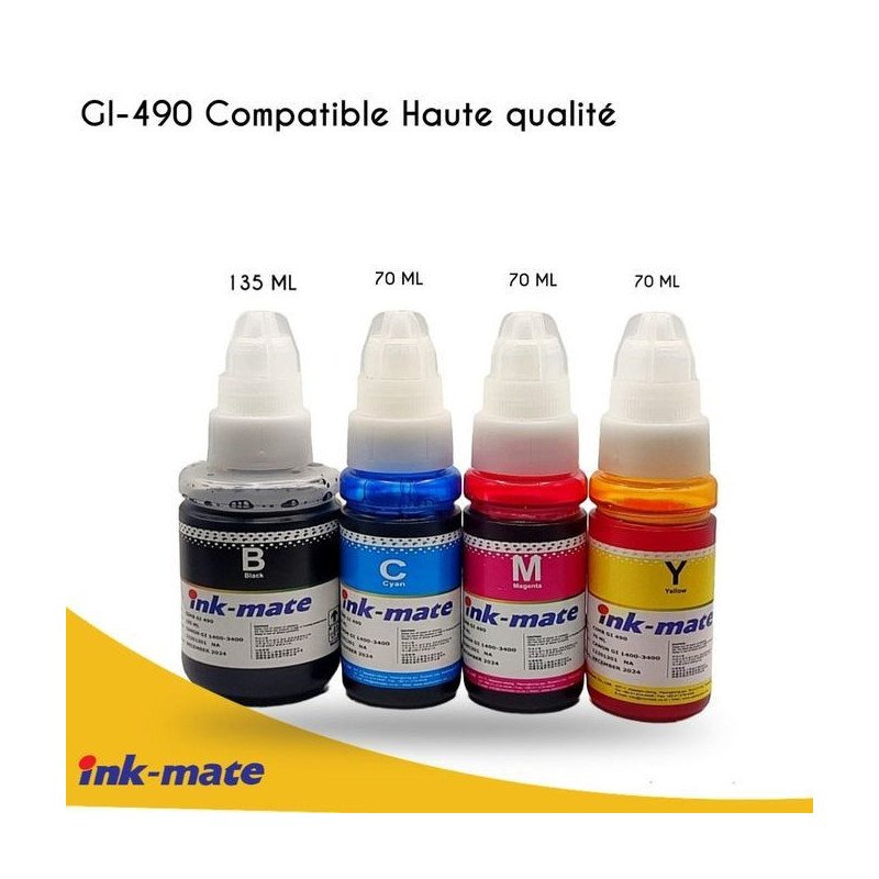 Pack Bouteilles d'encre GI-490 Compatible pour les imprimantes PIXMA G GENERIC