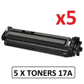 5 x Toner 17A / CF217A Compatible - NOIR Hp