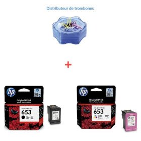 Hp Pack Cartouche 653 noir + couleur Pour imprimantes 6075, 6475 ( cadeau offert ) Hp