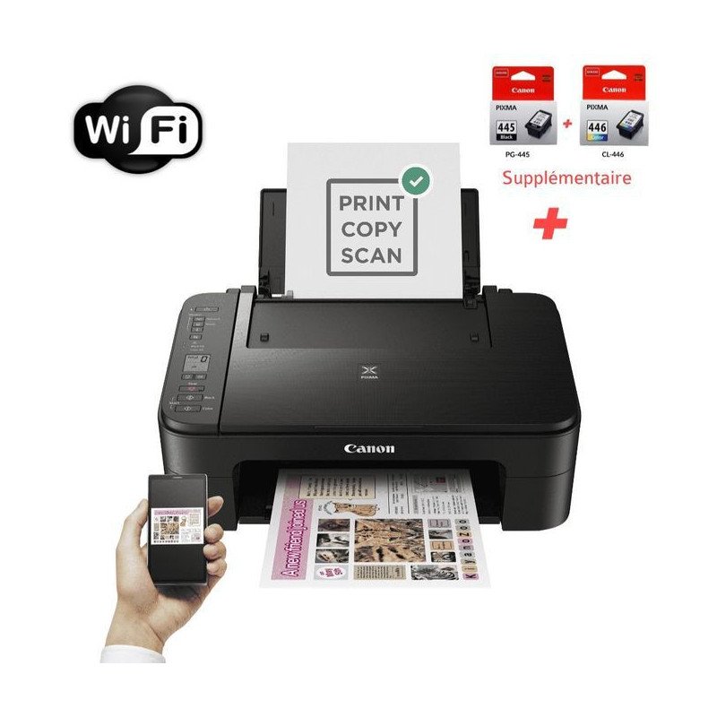 Imprimante CANON WI-FI Couleur 3en1 TS3140 + Cartouches supplémentaires Offert Canon