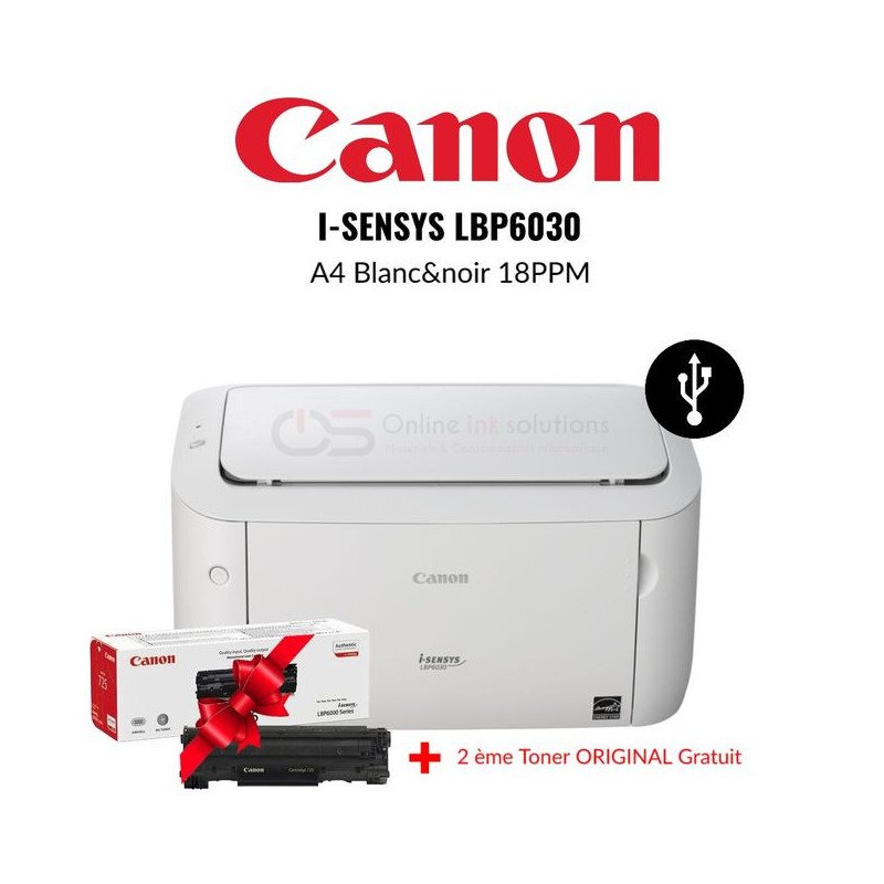 Canon Imprimante Laser Monochrome i-SENSYS LBP6030 (8468B001AA) + Toner Original Canon