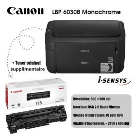 Canon Imprimante Laser i-SENSYS LBP6030B + 2ème Toner original OFFERT Canon