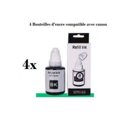 Pack 4 Bouteilles d'encre GI-490 Noir Compatible avec les imprimantes Canon PIXMA G series GENERIC