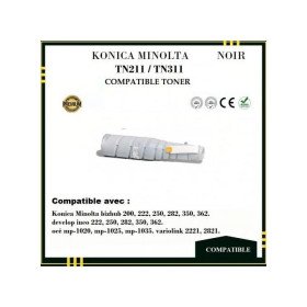 Toner Compatible avec Konica Minolta TN211 / TN311 200, 222, 250, 282, 350, 362. Develop ineo 222, 250, 282, 350, 362. GENERIC