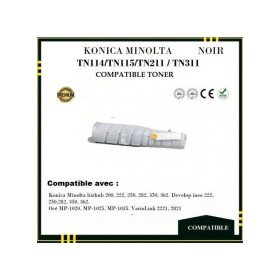 Compatible Toner TN114 TN115 TN211 TN311 compatible avec Konica minolta 200, 222, 250, 282, 350, 362. GENERIC