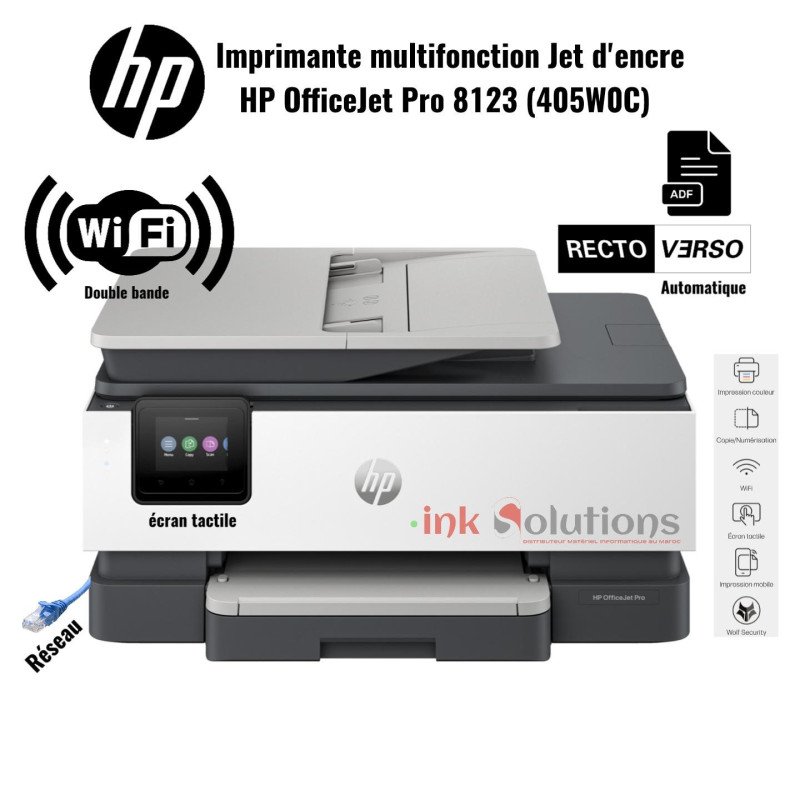 Imprimante multifonction Jet d'encre HP OfficeJet Pro 8123 (405W0C) Hp