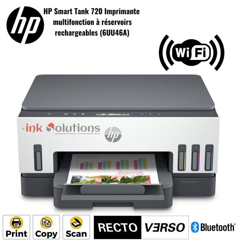 Imprimante HP Smart Tank 720 multifonction à réservoirs rechargeables 