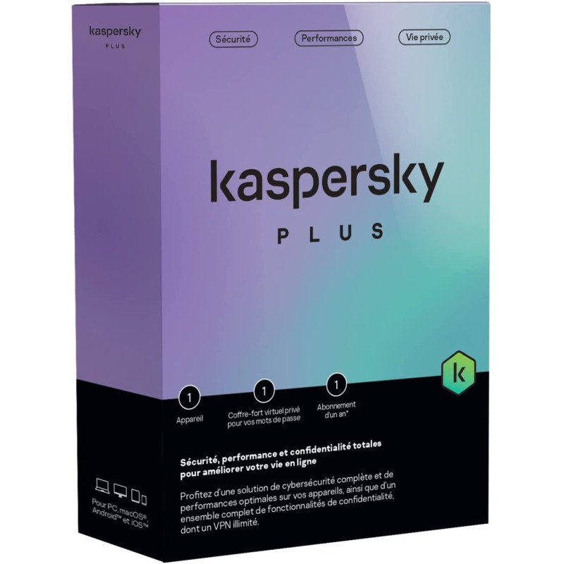 Kaspersky Plus (équivalent à Internet Security) - 1 Poste / 1 an (KL10428BCFS-FFPMAG) Kaspersky